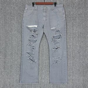Levis 514 Jeans Mens 38x30* Gray Straight Leg Distressed Stretch Denim